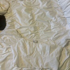 Hollister Cream Eyelet Top